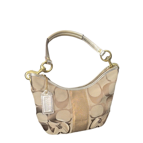 Coach Beige and Gold Shoulder Bag - Picture 3 of 10